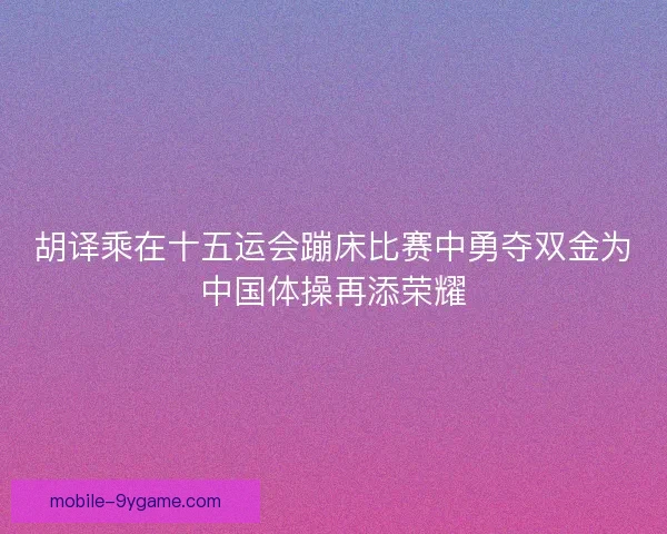 胡译乘在十五运会蹦床比赛中勇夺双金为中国体操再添荣耀
